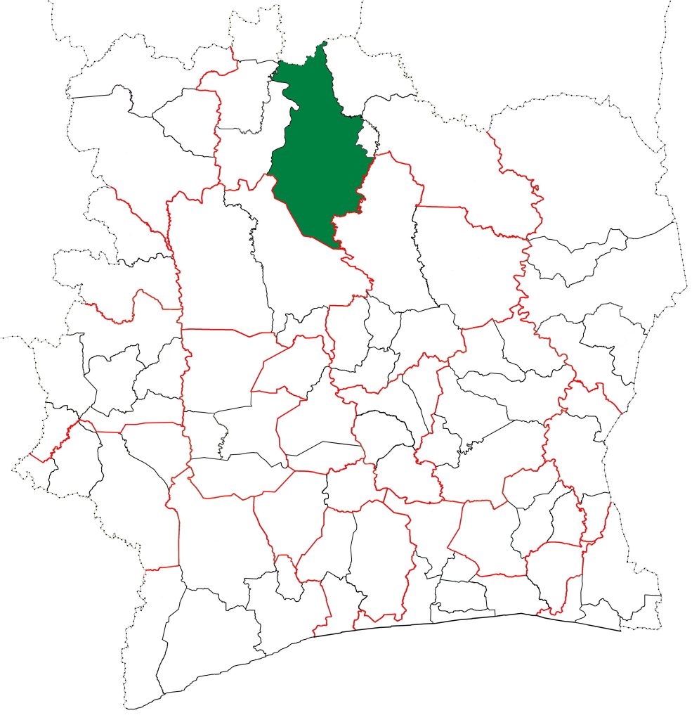 localisation du département de Korhogo