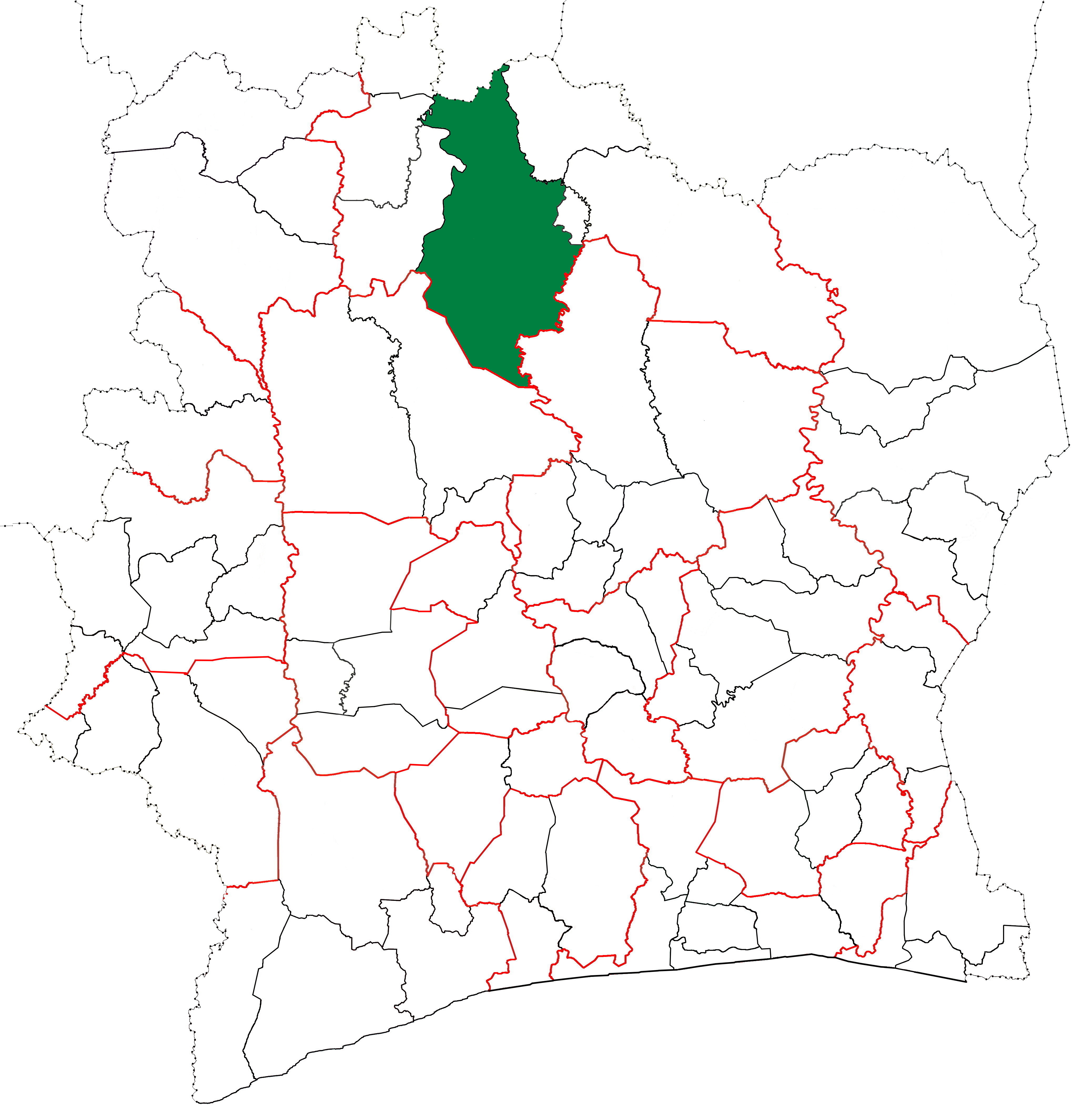 localisation du département de Korhogo