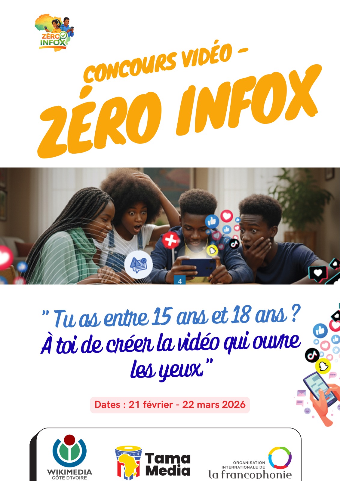 Affiche d'appel à participation au concours Zéro Infox